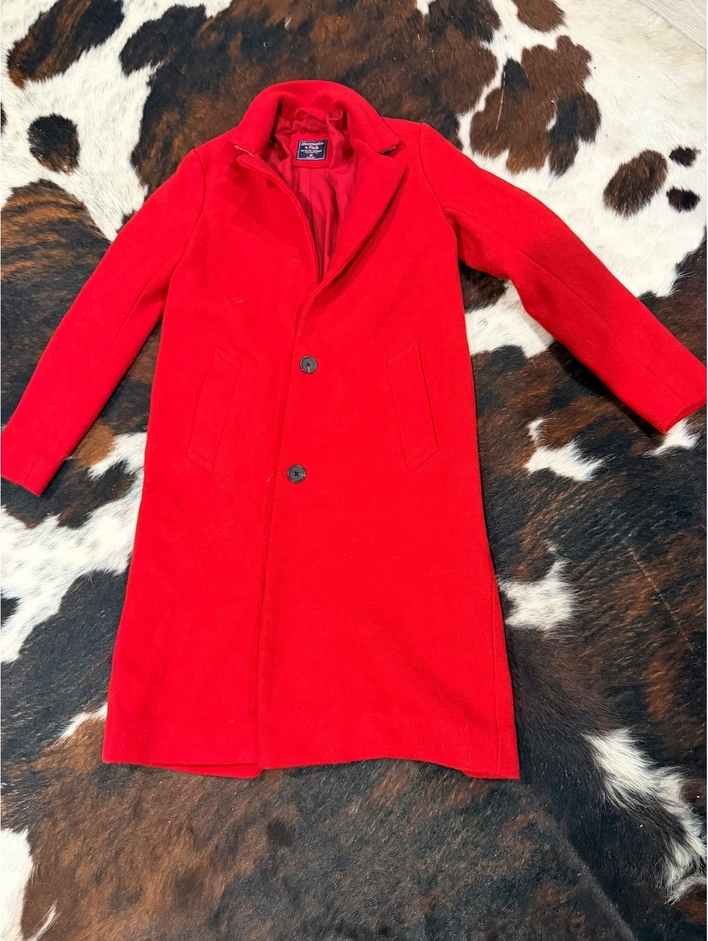 Abercrombie & Fitch Women's Red Wool Blend Coat XS